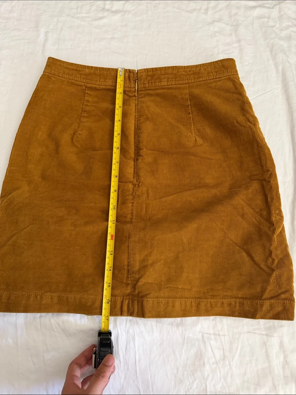 J. Crew Button-Front Corduroy Mini Skirt in Rust Brown